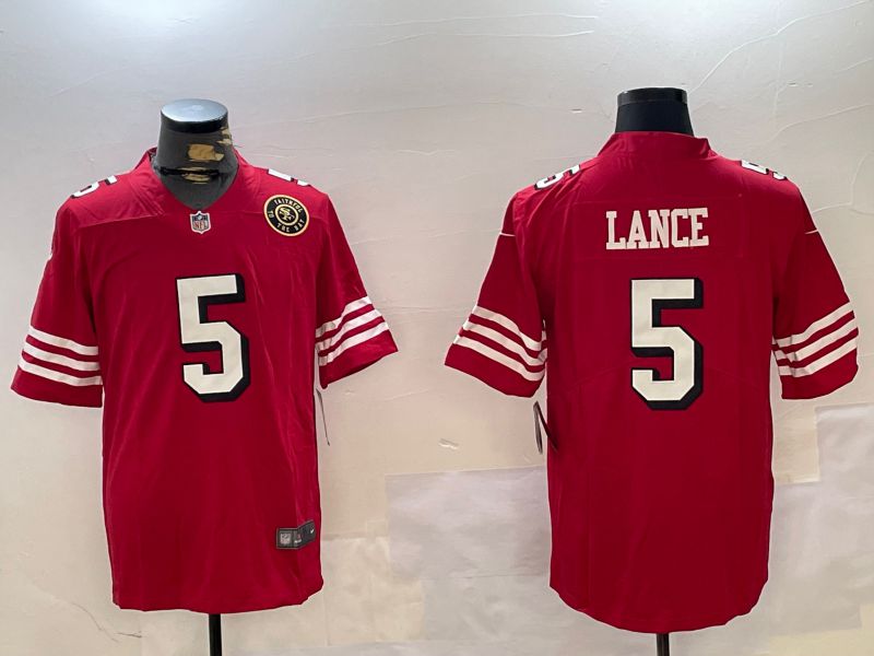 Men San Francisco 49ers #5 Lance Red Second generation 2024 Nike Limited NFL Jersey style 3